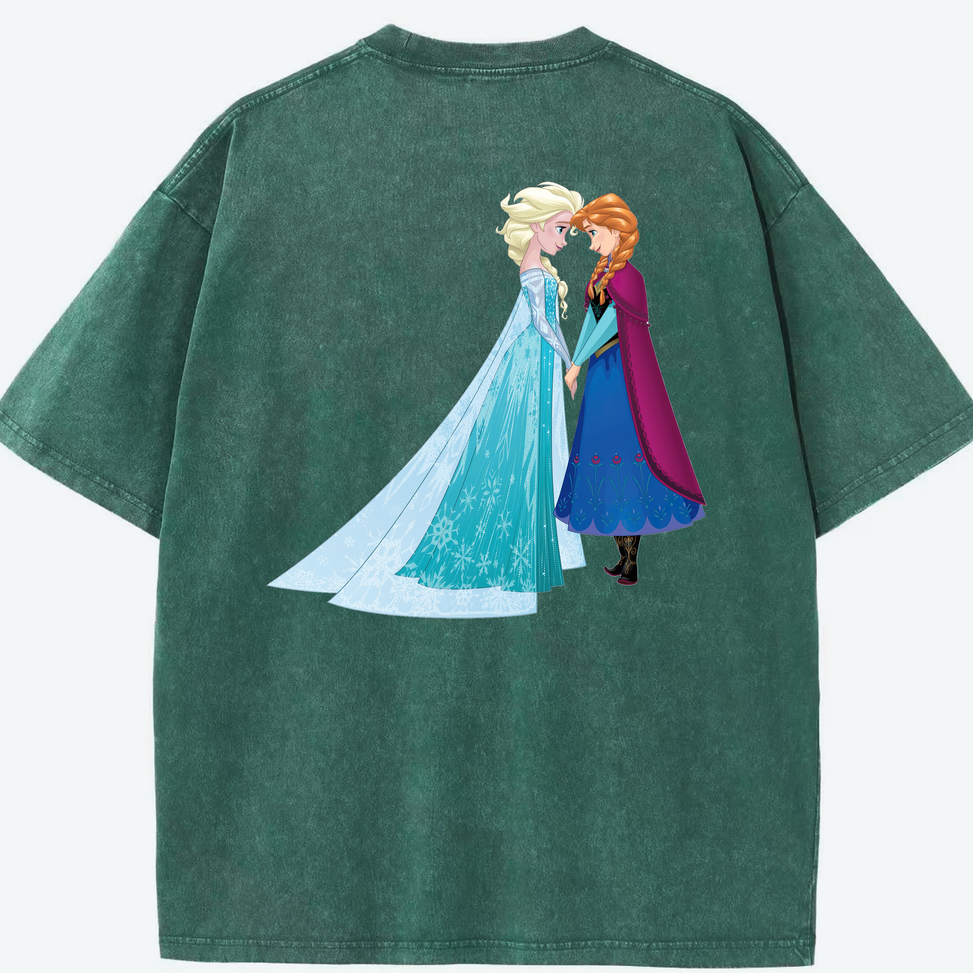 （画像用） アナと雪の女王 アンナ エルサ Frozen Anna Elsa 綿100% ヴィンテージ風 半袖Tシャツ（背面プリント）